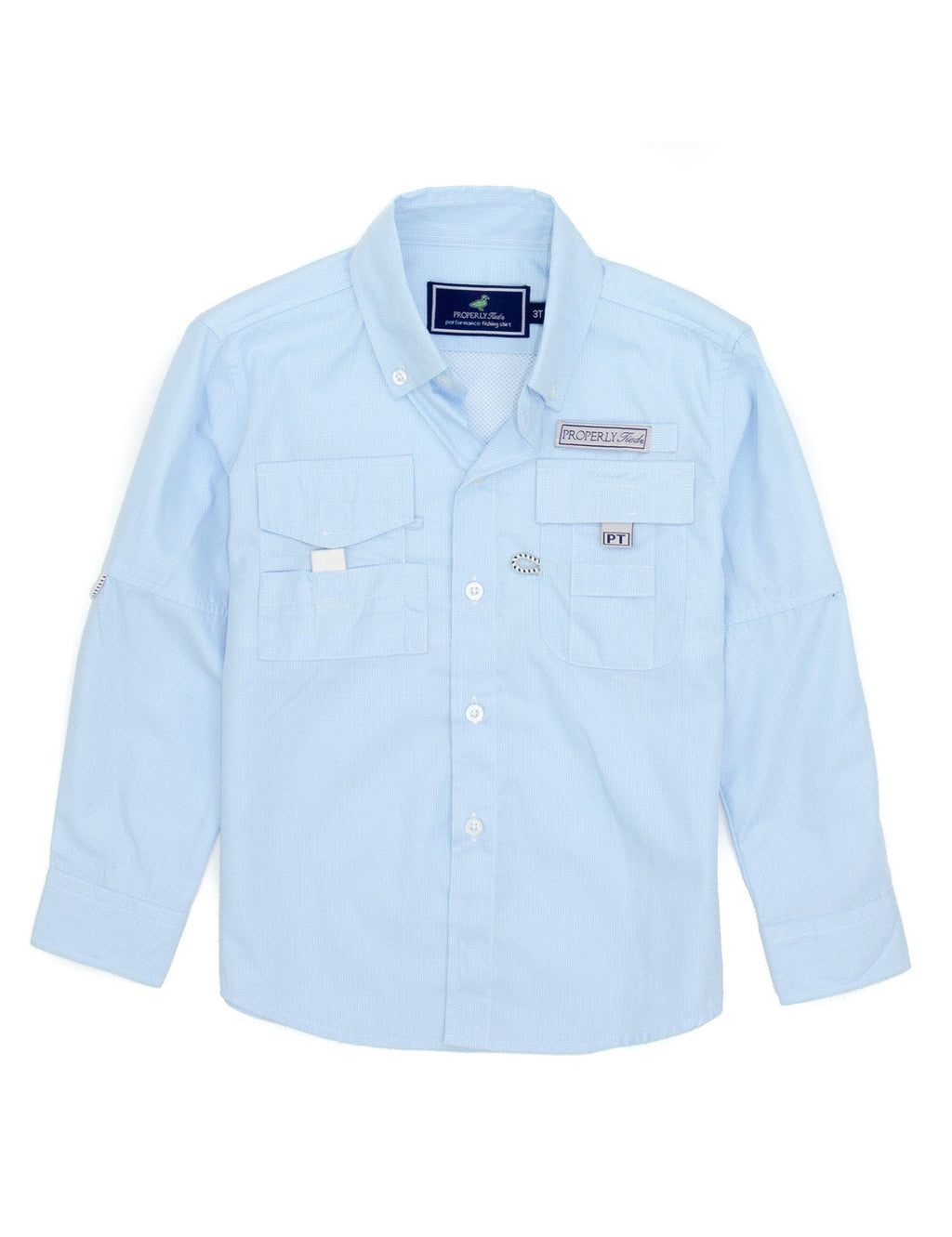 Properly Tied Boys Performance Fishing Shirt Aqua