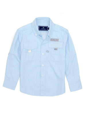 Properly Tied Boys Performance Fishing Shirt Aqua