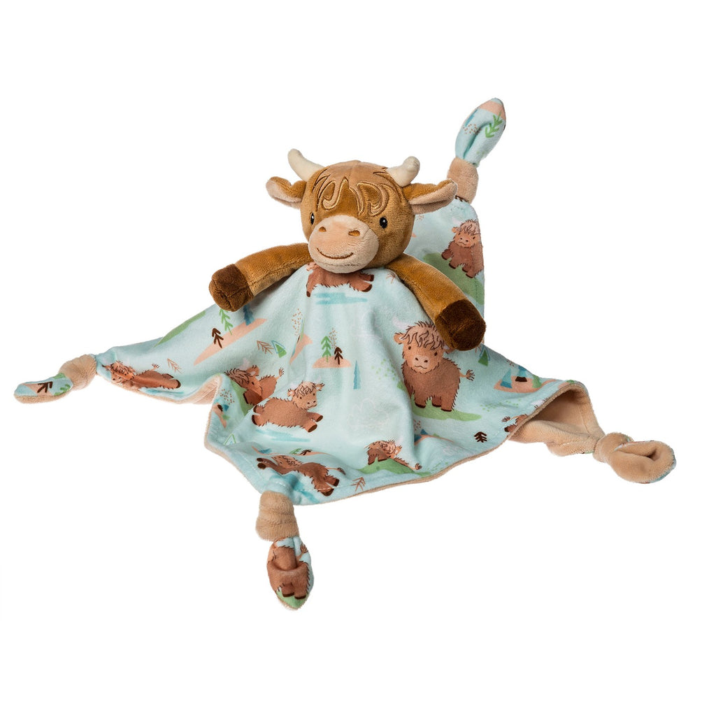 Mary Meyer Hetty Highland Cow Character Blanket – 13×13″