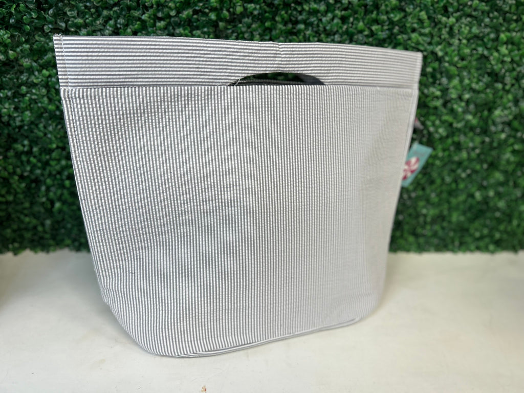 Grey Seersucker Insulated Tote