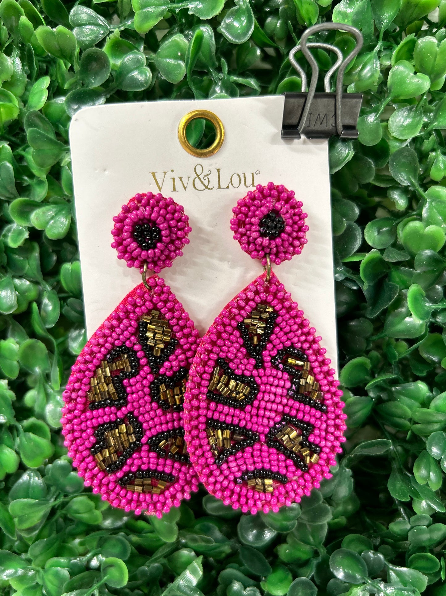 Pink Cheetah Beaded Earrings