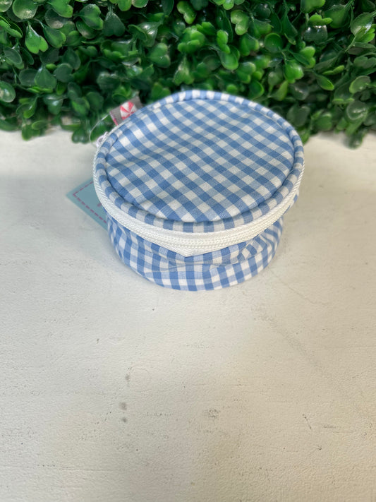 3" Baby Blue Gingham Mini Button