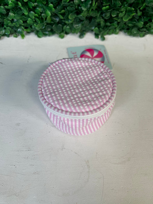 3" Pink Seersucker Mini Button
