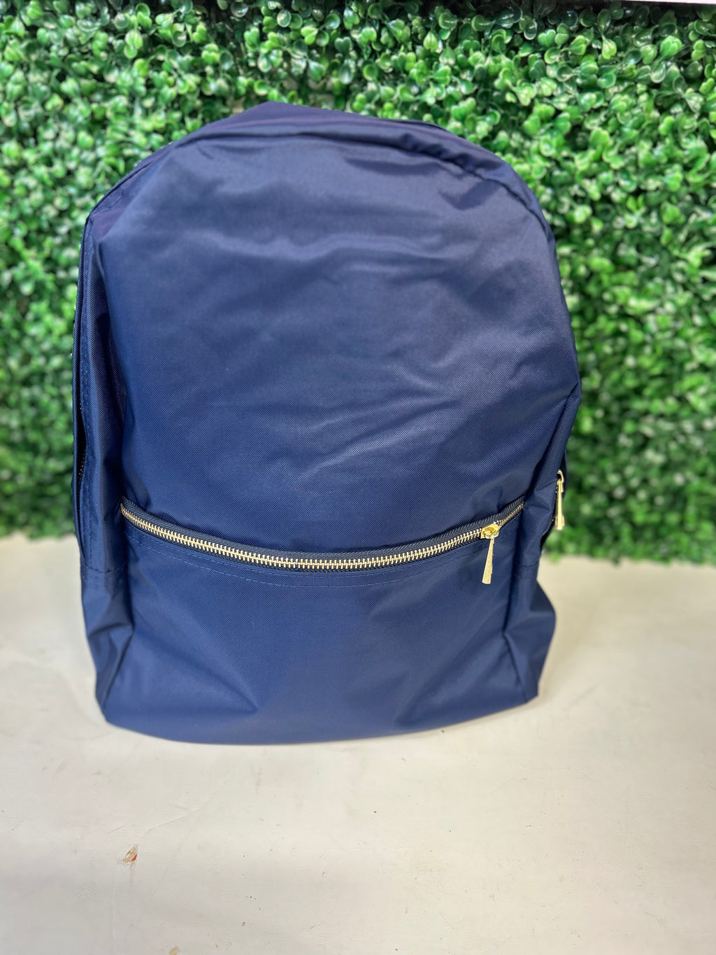 Navy Nylon Brass Medium Backpack