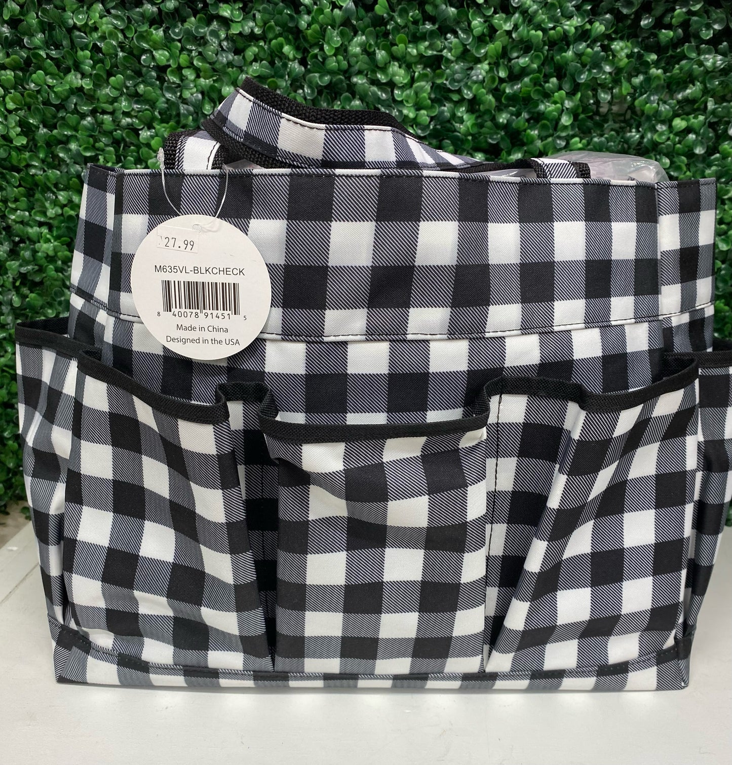 Black Checkered Carry All Tote