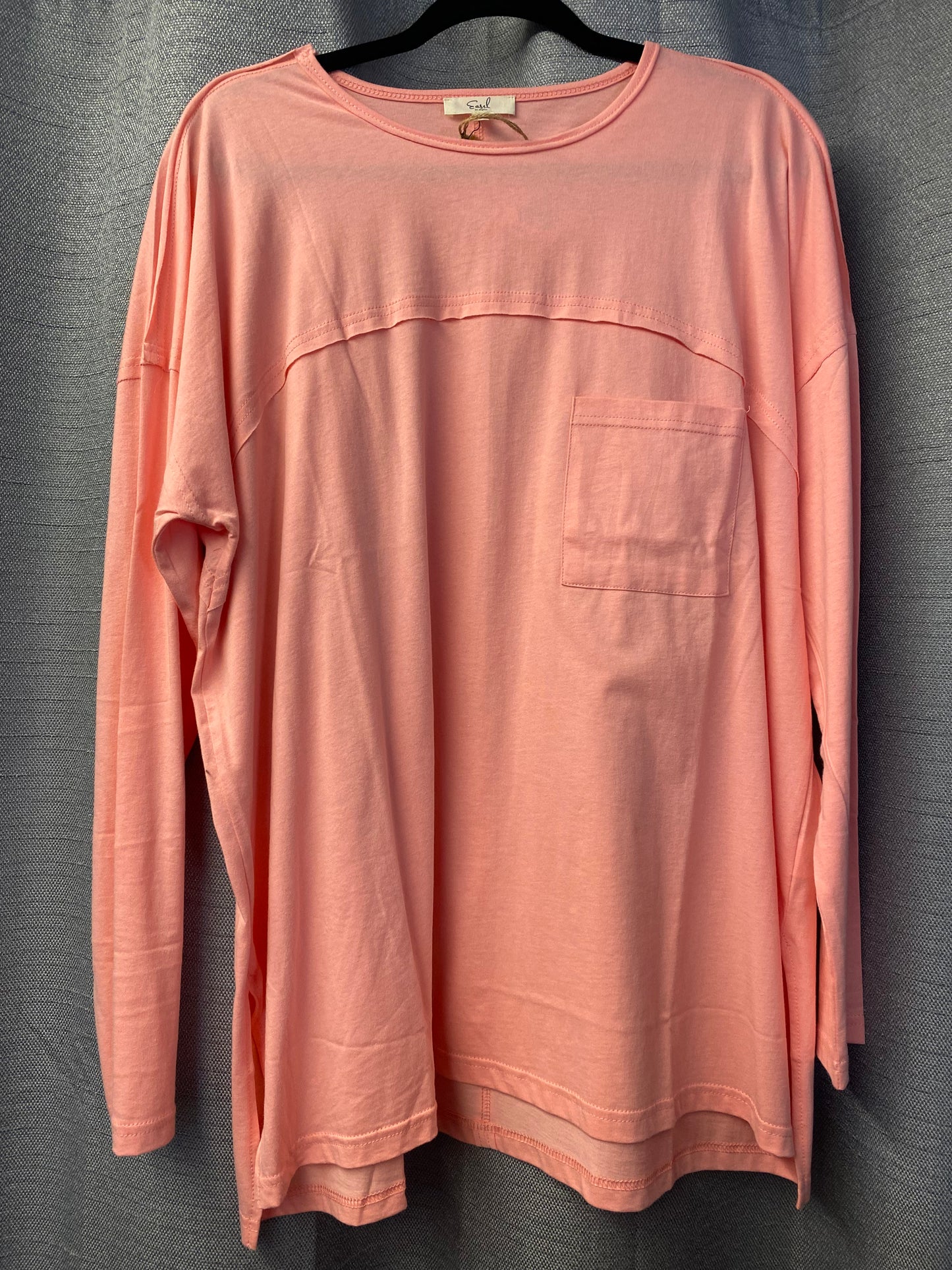 Easel Long Sleeve Coral Top